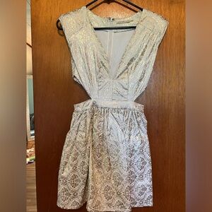 GORGEOUS white and gold cocktail dress